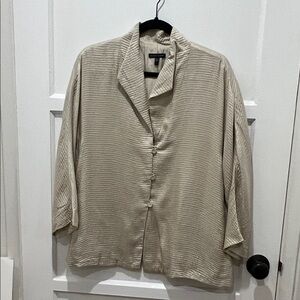Eileen Fisher Beige Silk Textured Blazer